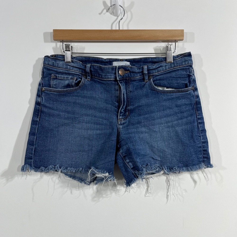 Ann Taylor Western Boho Old Money Denim Shorts Medium Wash Raw Hem Womens 6 28